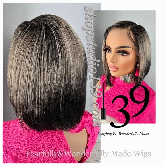 Ash Grey baylage bob with HD Lace and side part wig - Picture 1 of 4